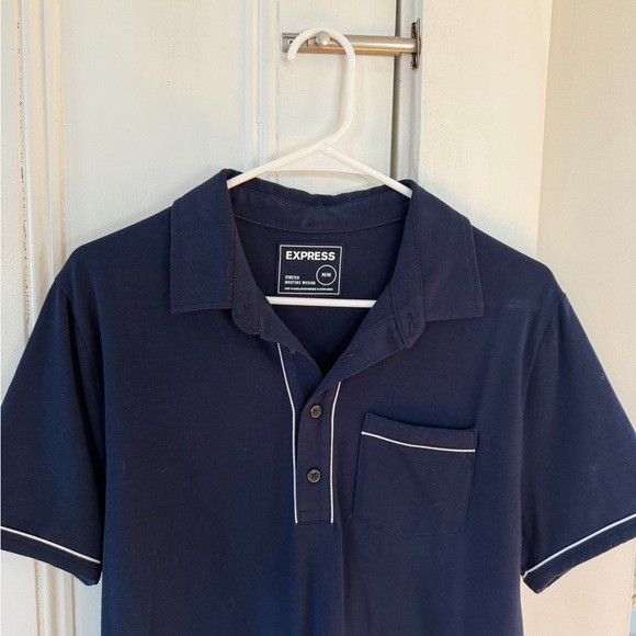 Express Other - Express Men’s Dark Navy Polo with Chest Pocket and Piping